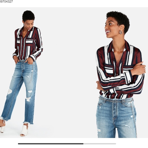 Petite Slim Fit Stripe Portofino Long Sleeve XS - Picture 2 of 2